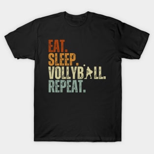 Eat Sleep Volleyball Repeat Kids Adult Women Retro Vintage T-Shirt